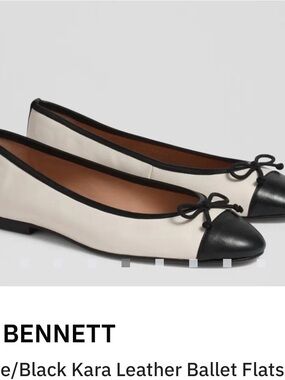 LK Bennett Cream and Black Kara Leather Ballet Flats
